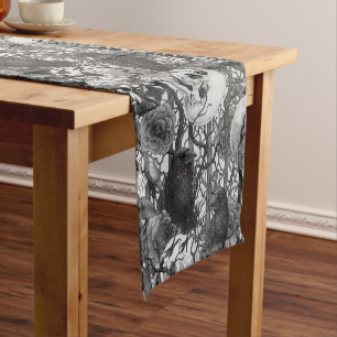 Raven's secret. Dark and moody gothic illustration Short Table Runner
