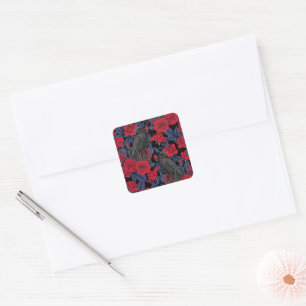Raven's secret. Dark and moody gothic illustration Square Sticker
