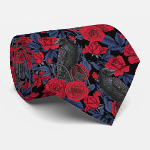 Raven's secret. Dark and moody gothic illustration Tie