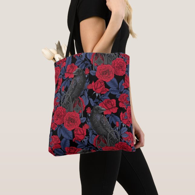 Raven's secret. Dark and moody gothic illustration Tote Bag (Close Up)