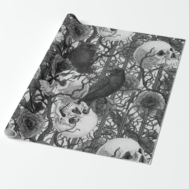 Raven's secret. Dark and moody gothic illustration Wrapping Paper (Unrolled)