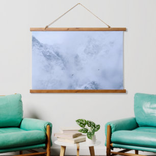 Ravens, snowy mountains and clouds hanging tapestry