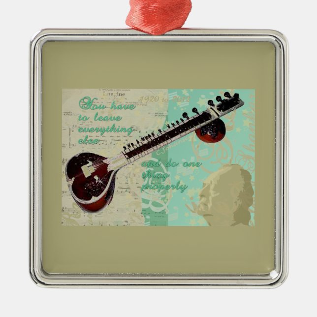 Ravi Shankar Tribute To Sitar and Indian Music Metal Ornament (Front)