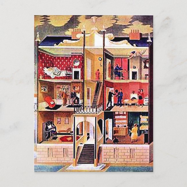 Ravilious art, The Boarding House Postcard (Front)