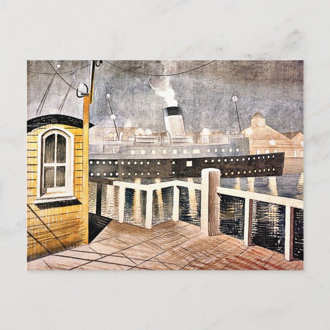 Ravilious - Channel Steamer Leaving Harbour Postcard (Front)