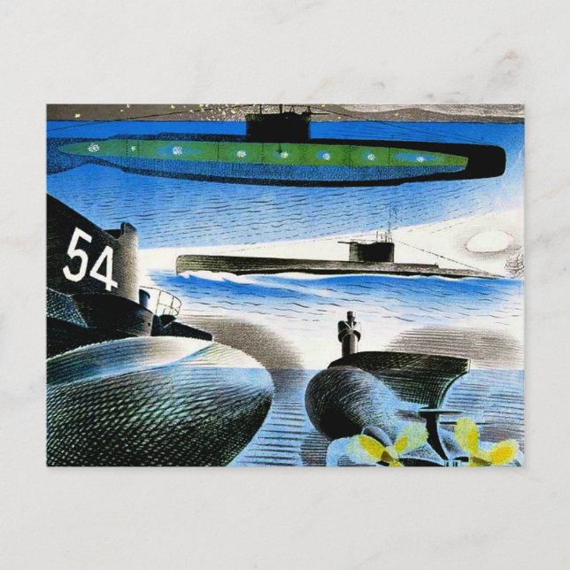 Ravilious - Different Aspect of Submarines Postcard (Front)