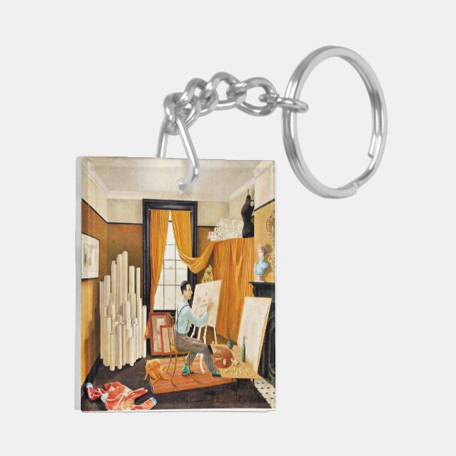 Ravilious - Edward Bawden Working in His Studio Keychain (Back Left)