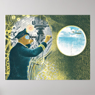 Ravilious - Officer Looking through a Periscope Poster
