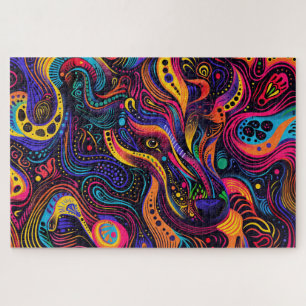Raving Colors and Abstract Dog Portrait Jigsaw Puzzle