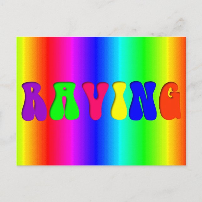 RAVING Rainbow Postcard (Front)