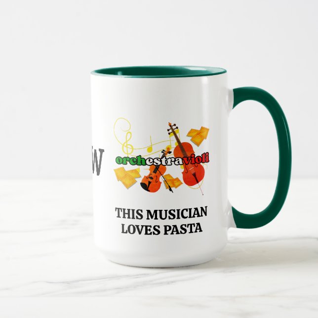 Ravioli MUSICIANS WHO LOVE PASTA Monogram Mug (Right)