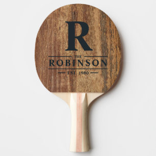 Raw Cedar Wood Family Name & Initial Ping Pong Paddle