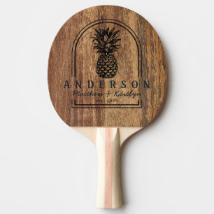 Raw Cedar Wood Pineapple Wedding Arch & Name Ping Pong Paddle