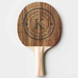 Raw Cedar Wood Wedding Monogram Ping Pong Paddle