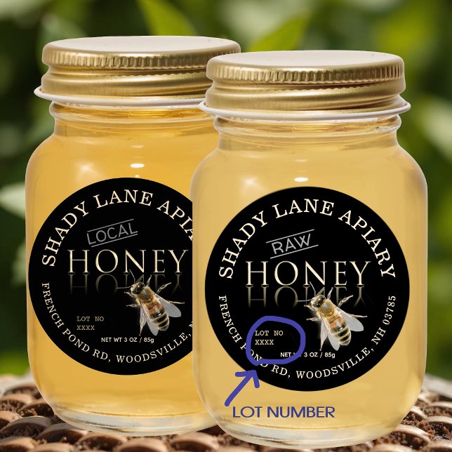 RAW Honey Label with Lot No. and Bee Gold Black  (Creator Uploaded)