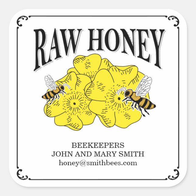 Raw honey labels for beekeepers. (Front)