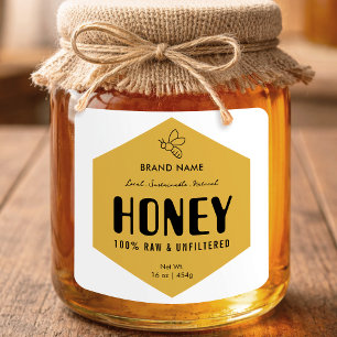 Raw Honey Trendy Beehive Design Jar Label