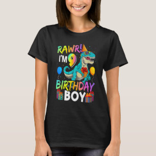Raw I'm 9 Birthday Boy  Dinosaur Air Balloon T-Shirt