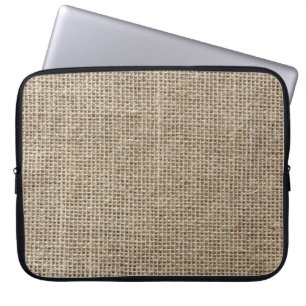 Raw Linen: Natural Textured Fabric. Laptop Sleeve
