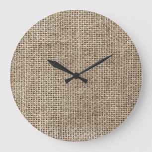 Raw Linen: Natural Textured Fabric. Large Clock