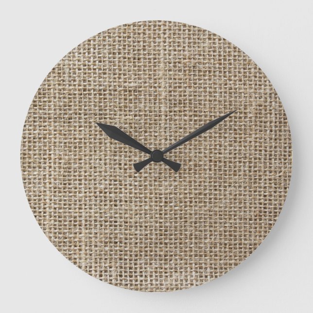 Raw Linen: Natural Textured Fabric. Large Clock (Front)