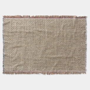 Raw Linen: Natural Textured Fabric. Throw Blanket