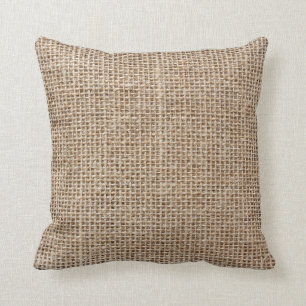 Raw linen texture throw pillow