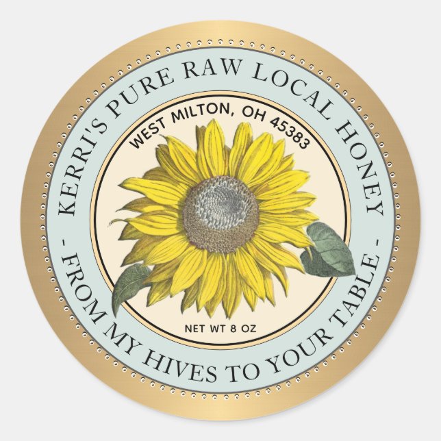 Raw Local Honey From My Hives to Your Table Classic Round Sticker (Front)