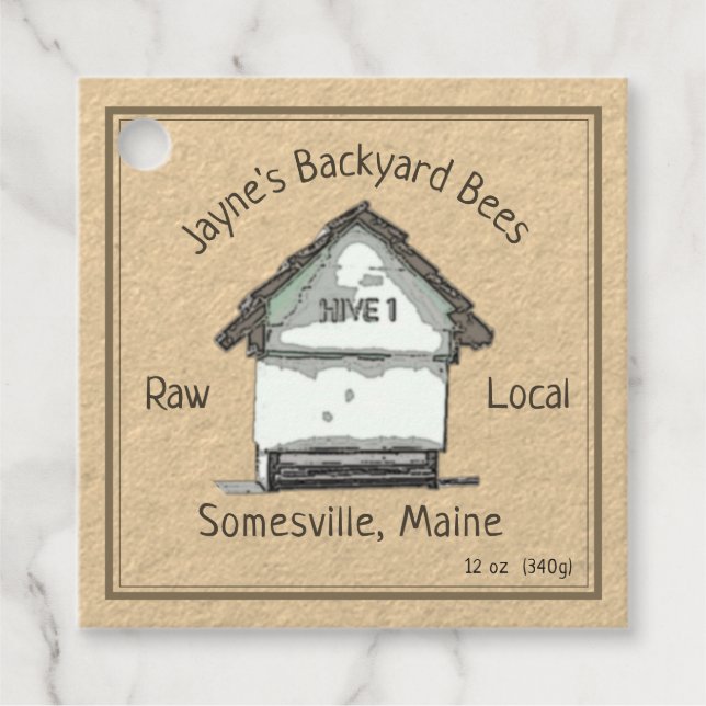 Raw Local Honey Neck Tag Kraft-coloured  (Front)