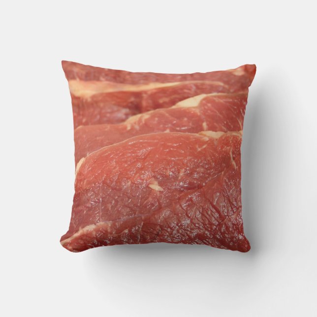 Raw Meat Throw Pillow (Front)