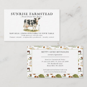 Raw Milk Farm Branding   Cow Watercolor Business Card