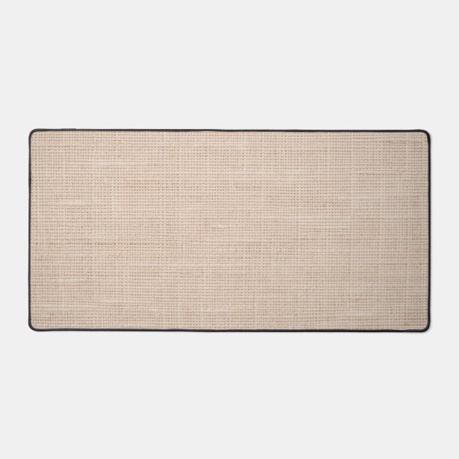  Raw Natural Linen Texture Minimalist Desk Mat (Front)