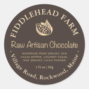 Raw Organic Chocolate Label Gold Cacao Cocoa Bean