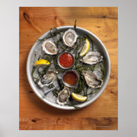 Raw oysters arranged