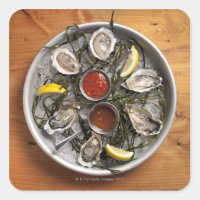 Raw oysters arranged