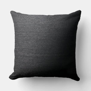 Raw silk dupioni texture in deep black color throw pillow