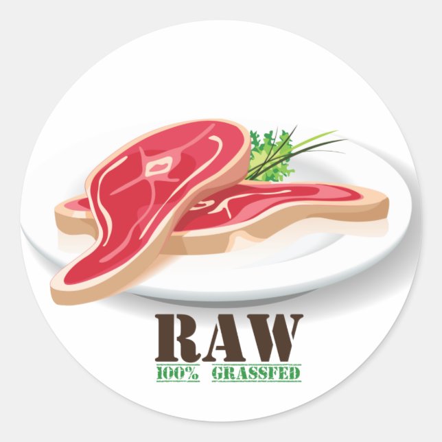Raw Steak Organic Planet Stickers (Front)
