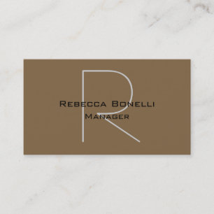 Raw Umber Brown Grey Monogram Business Card