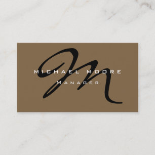 Raw Umber Brown Monogram Manager Business Card