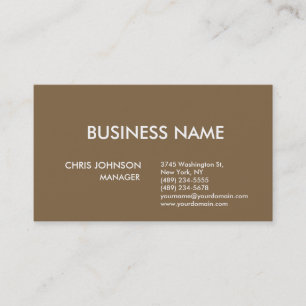 Raw Umber Brown Plain Modern Business Card