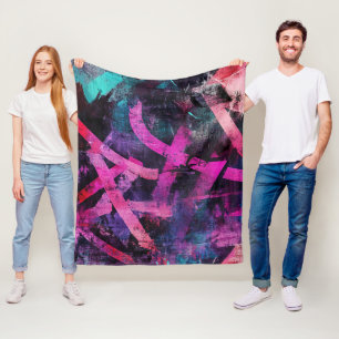 Raw Urban Graffiti Art with Bold Paint Strokes Fleece Blanket