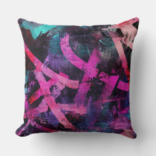 Raw Urban Graffiti Art with Bold Paint Strokes Throw Pillow