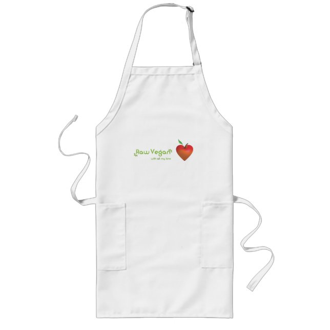 Raw vegan with all my love (red apple heart) long apron (Front)