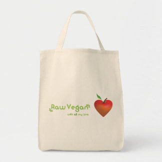 Raw vegan with all my love (red apple heart) tote bag