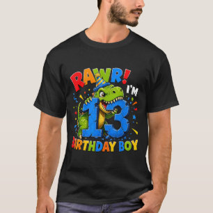 Rawr 13 Cool T-Rex Dinosaur Jungle 13th Birthday T-Shirt