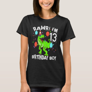 Rawr 13th Birthday Boy Rex Dinosaur Themed Party T-Shirt