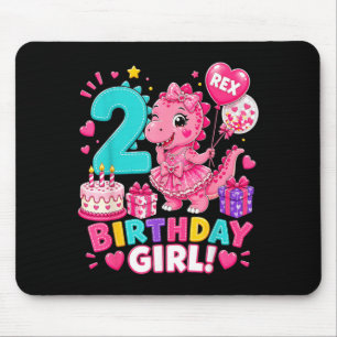 Rawr 2 Two Rex Pink Dinosaur 2nd Birthday Girl Mouse Pad