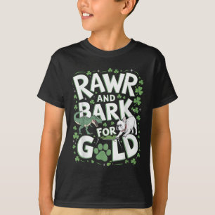 Rawr Bark T-rex Bulldog St. Patricks Day American T-Shirt