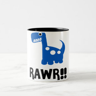 Rawr Dino Blue Two-Tone Coffee Mug
