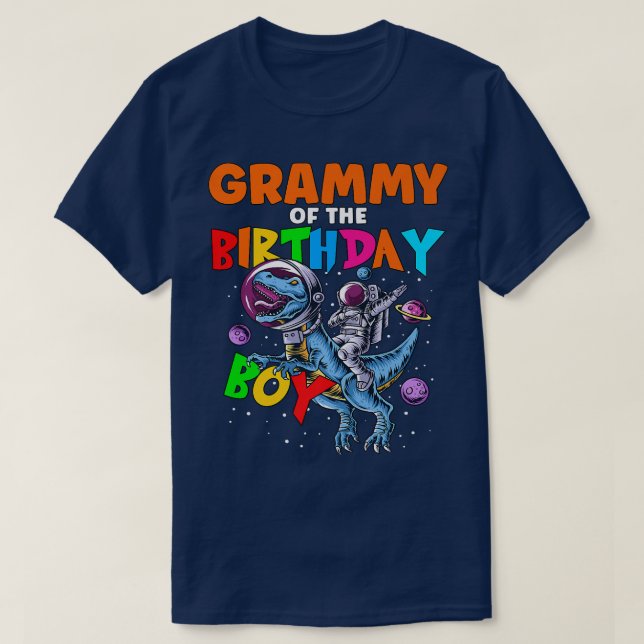 Rawr Grammy Of The Birthday Boy Astronaut Riding D T-Shirt (Design Front)